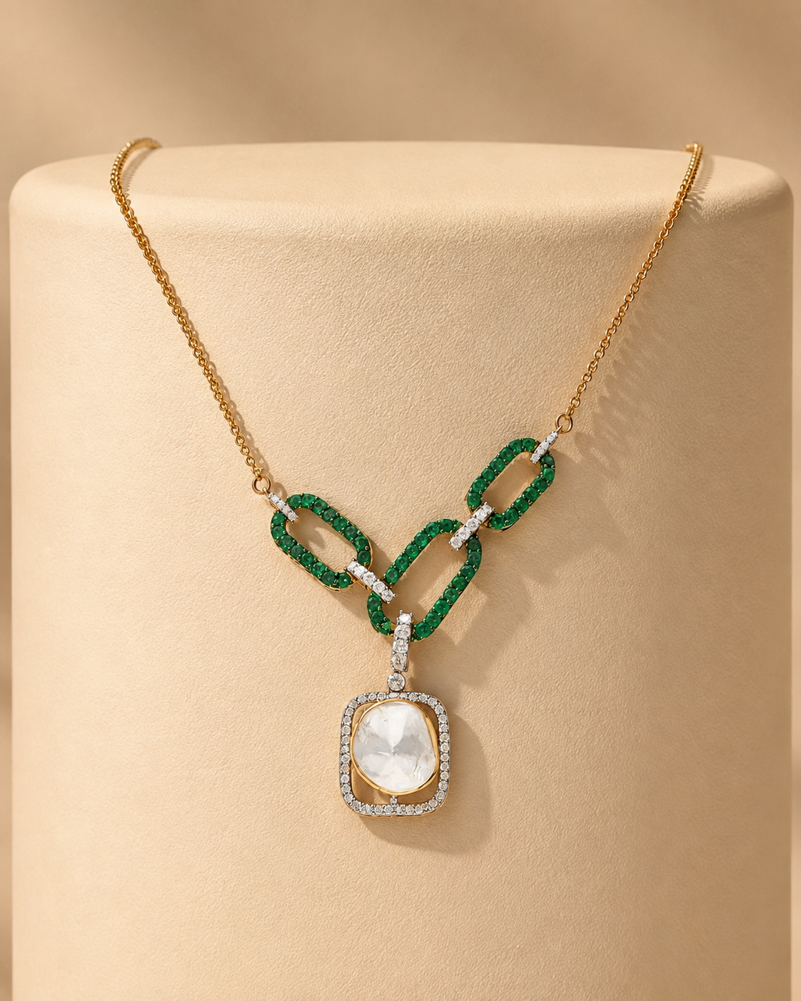 Vihana Green Link Pendant Necklace