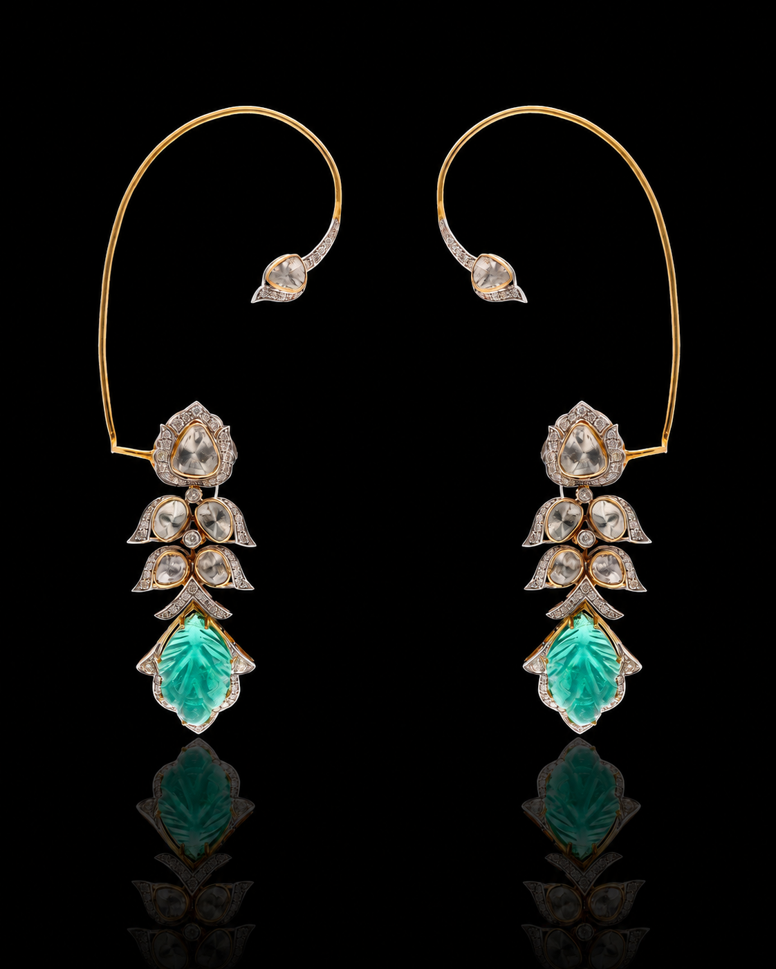 Avira Green Stone Ear Cuffs