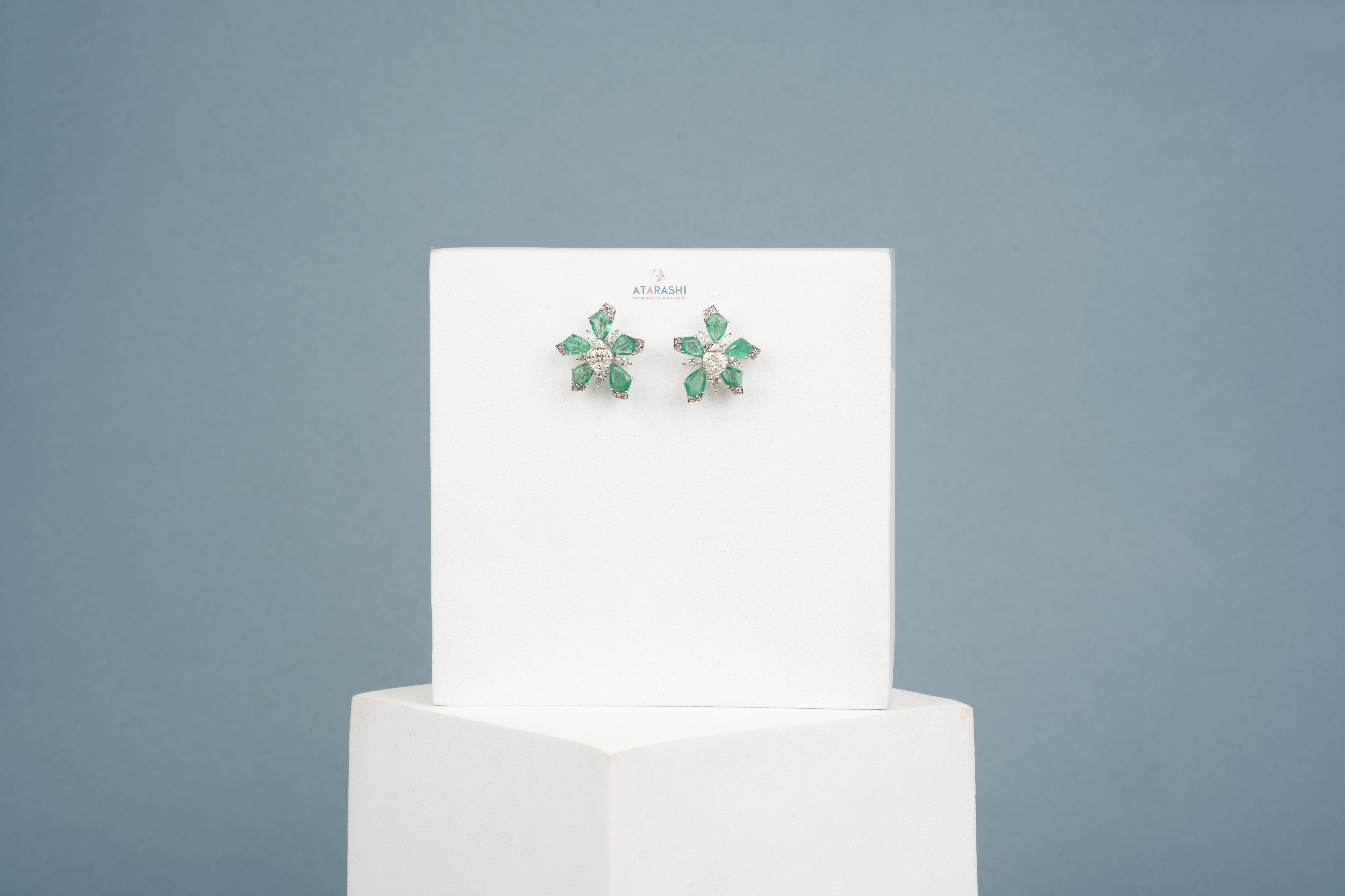 Emerald Petal Studs