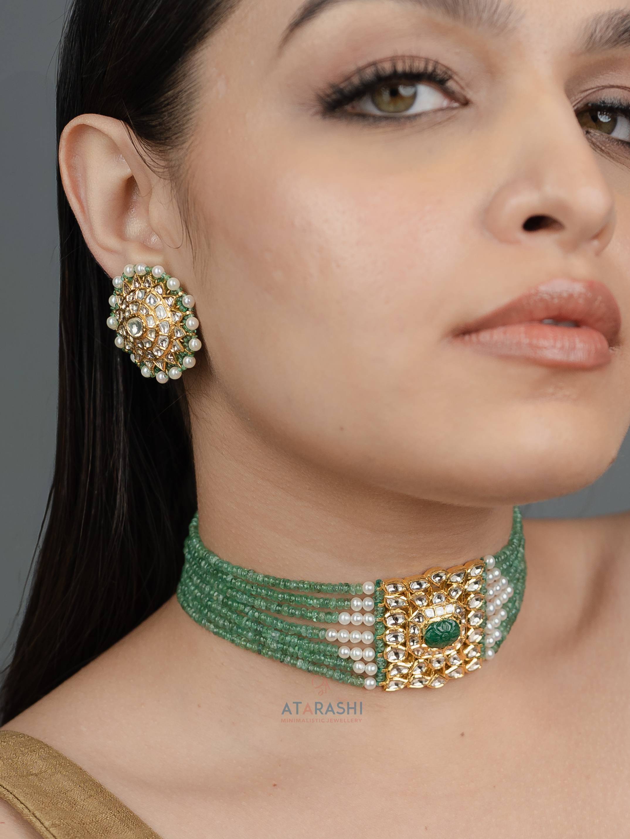 Vrinda Kundan Emerald Choker