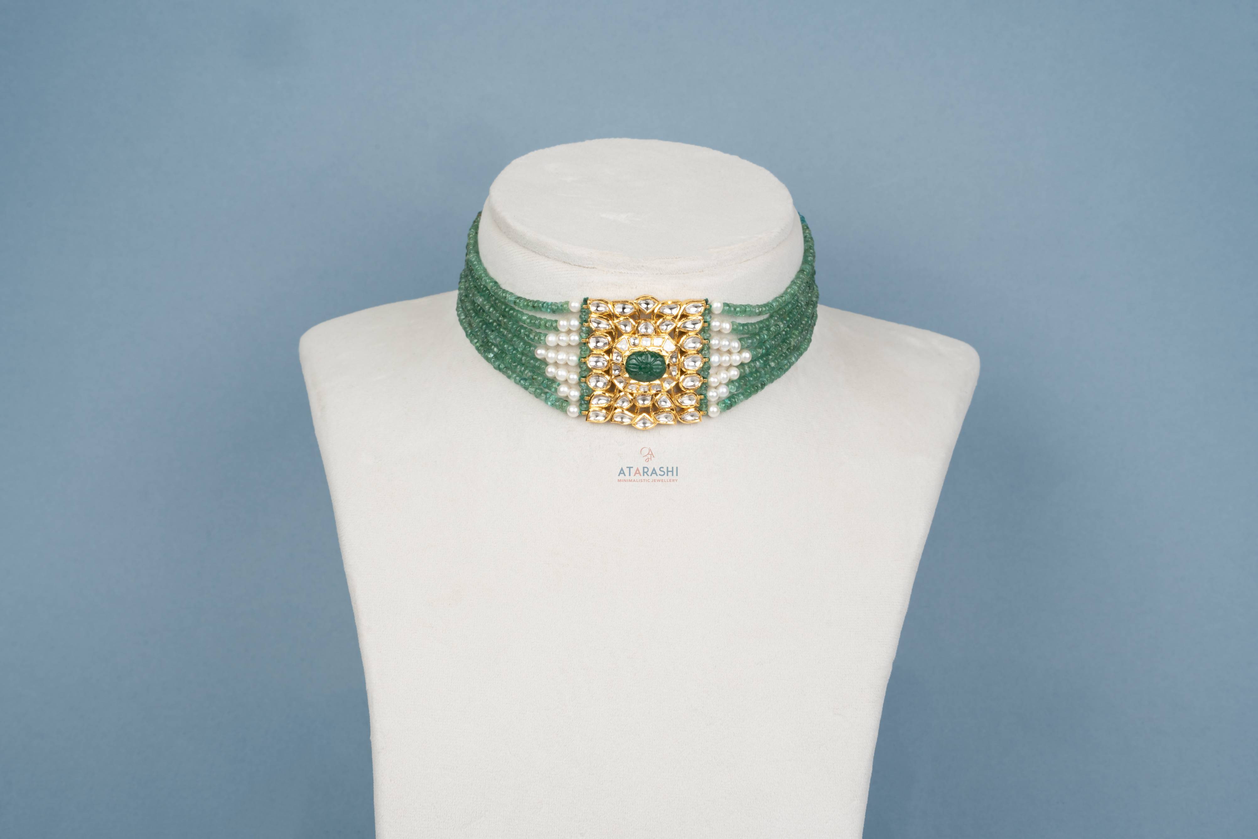 Vrinda Kundan Emerald Choker