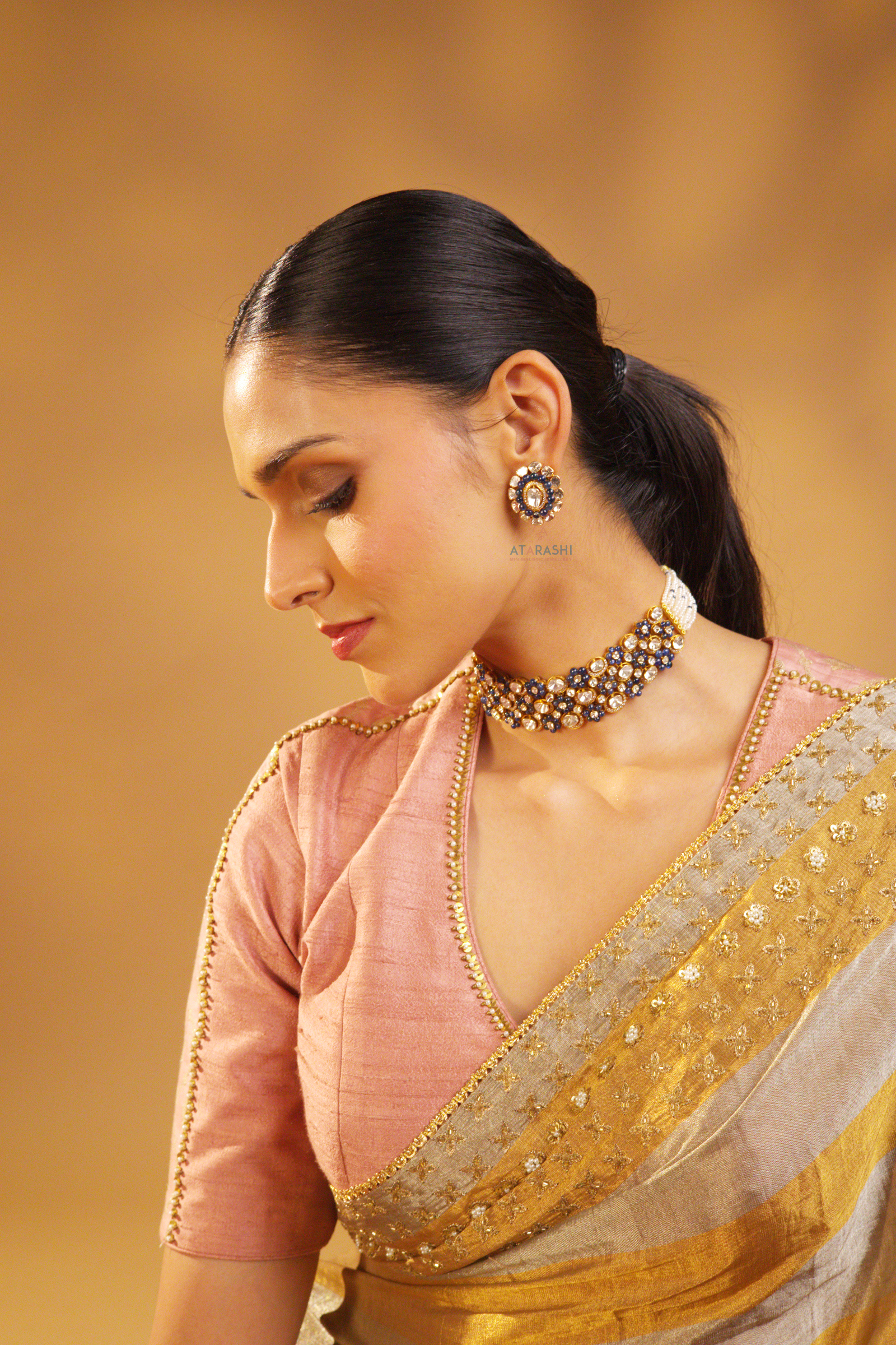 Saanjh Neelam Polki Studs