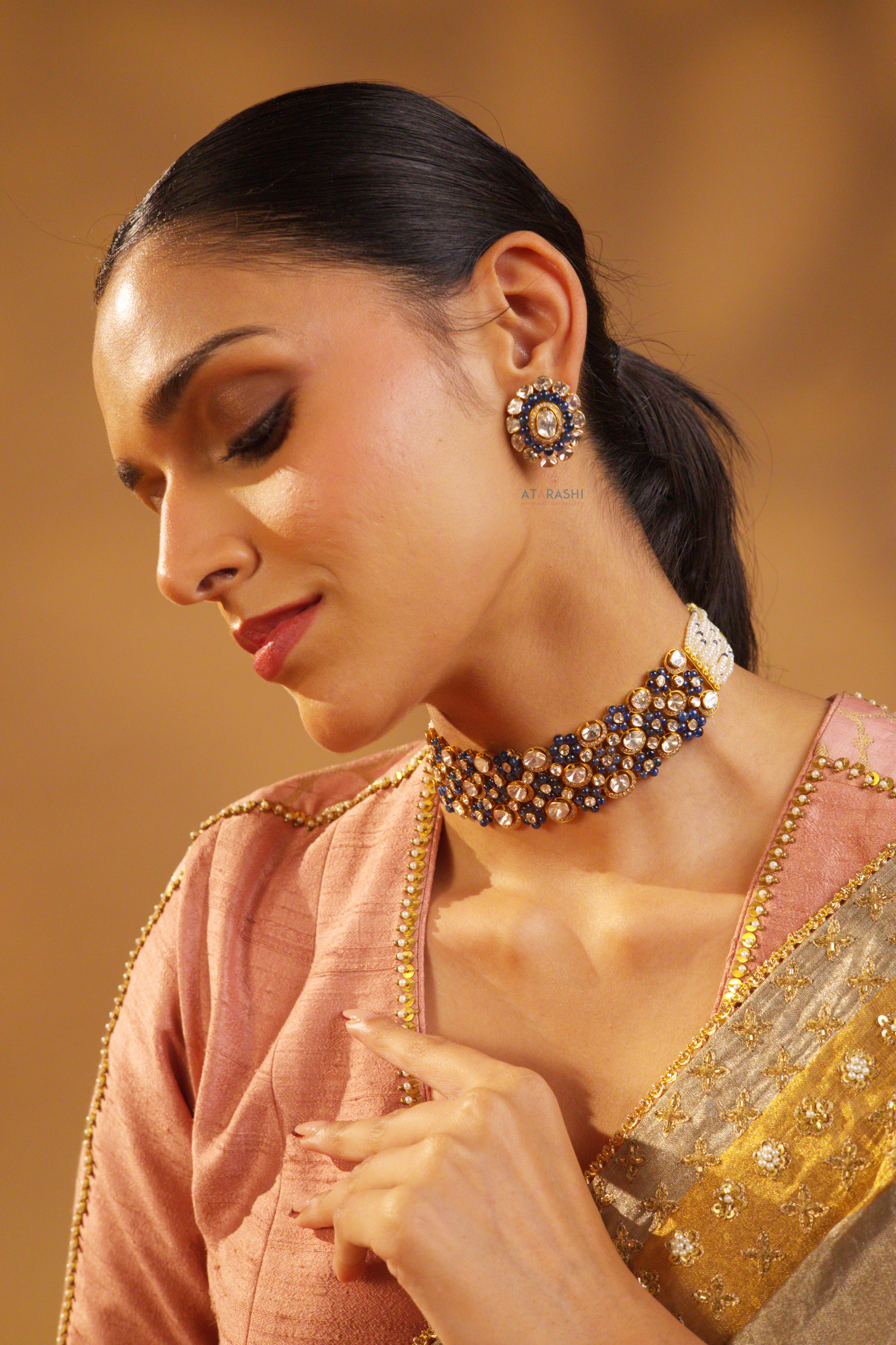 Saanjh Neelam Polki Studs