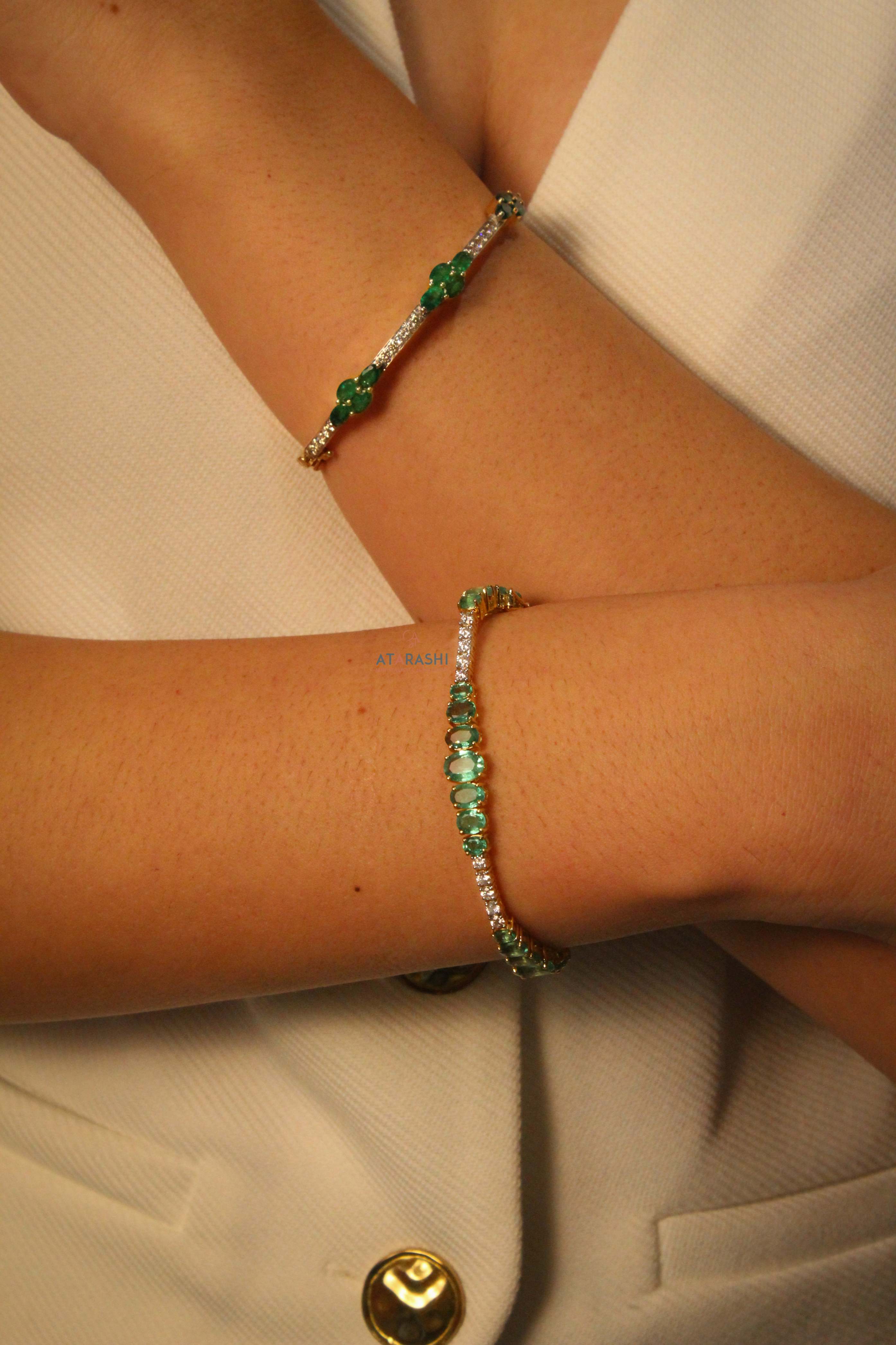 Emerald & Diamond Tennis Bracelet