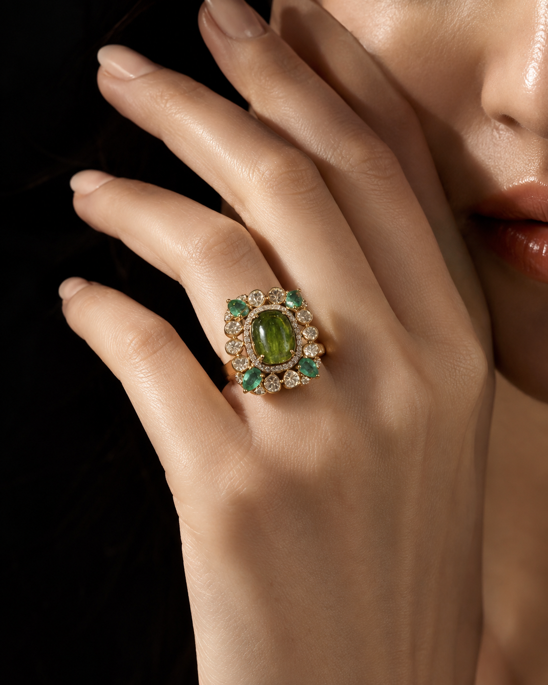 ZOYA GREEN STONE RING