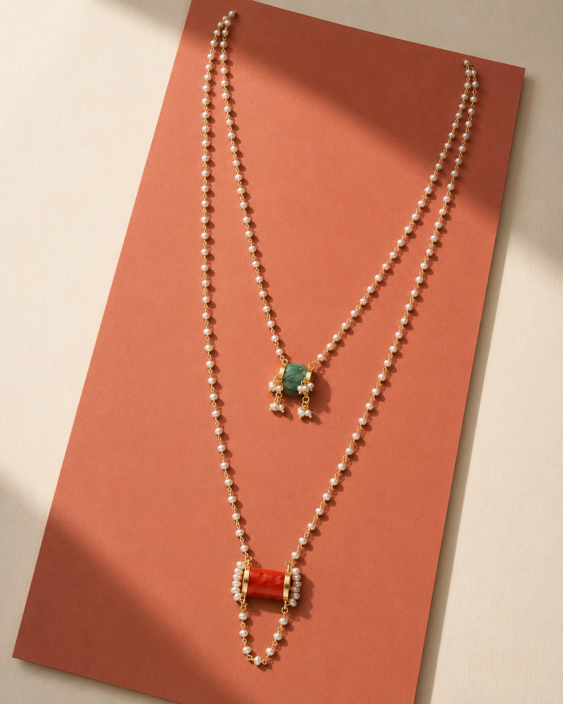 Aahana Carved Coral Necklace