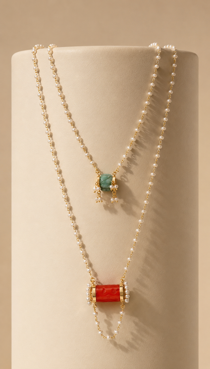 Aahana Carved Coral Necklace