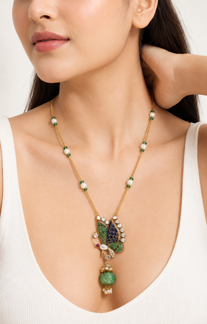 Mayurika Uncut Peacock Necklace