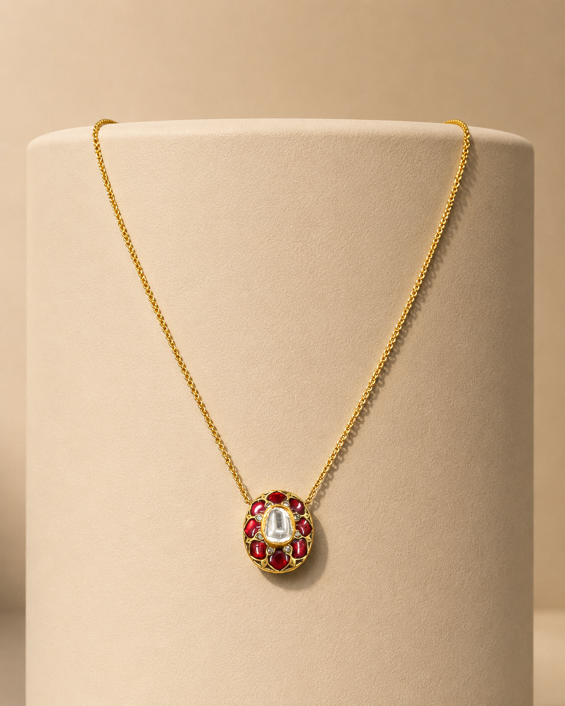 RUDRAA RUBY POLKI PENDANT CHAIN