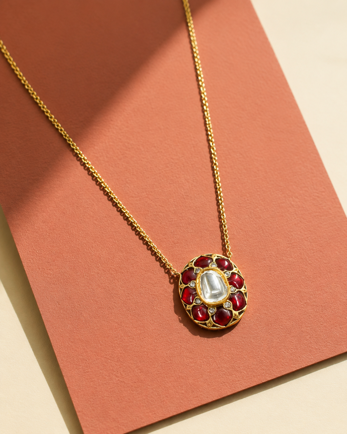 RUDRAA RUBY POLKI PENDANT CHAIN