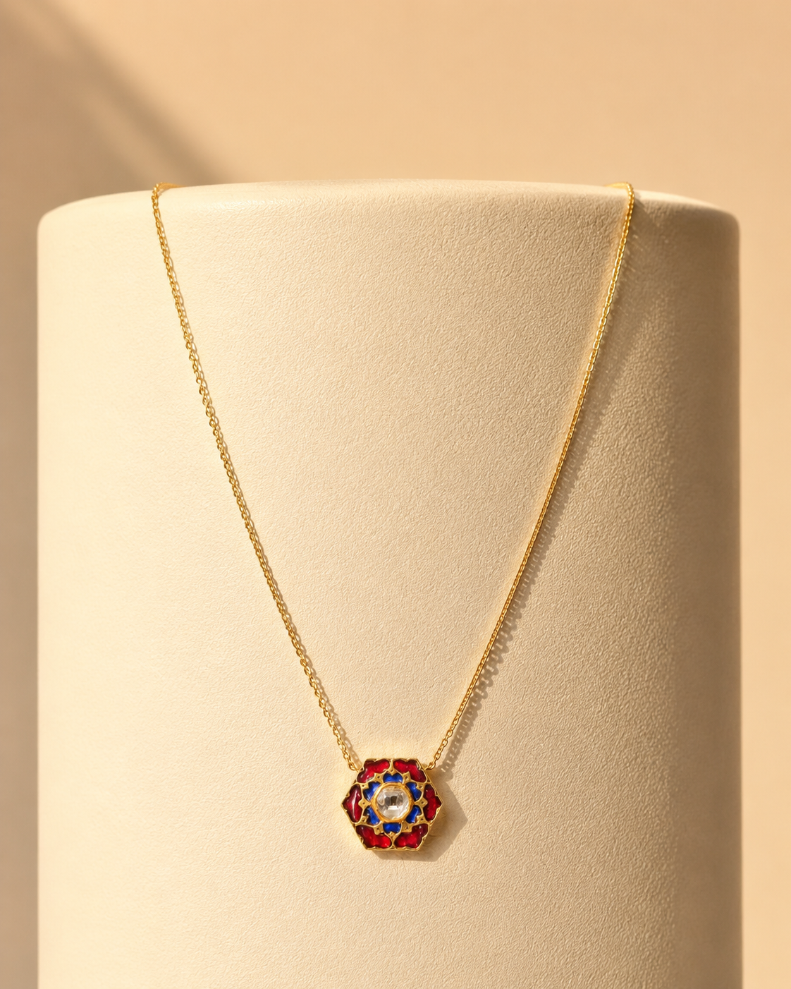 NEELAM RANG UNCUT PENDANT chain
