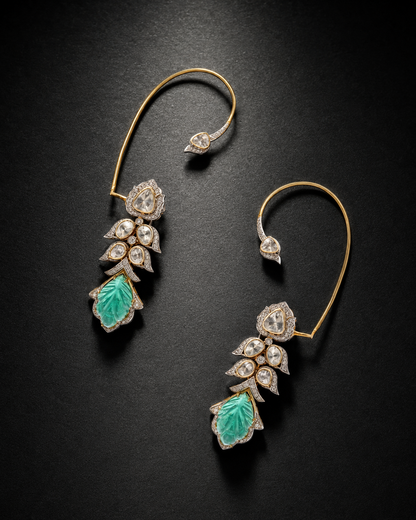 Avira Green Stone Ear Cuffs
