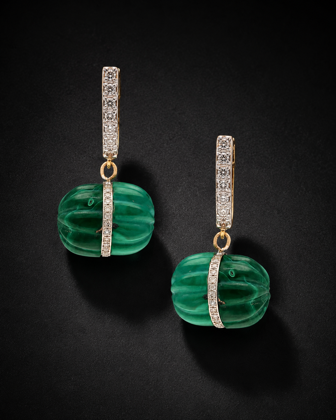 Zaira Carved Green Stone Earrings