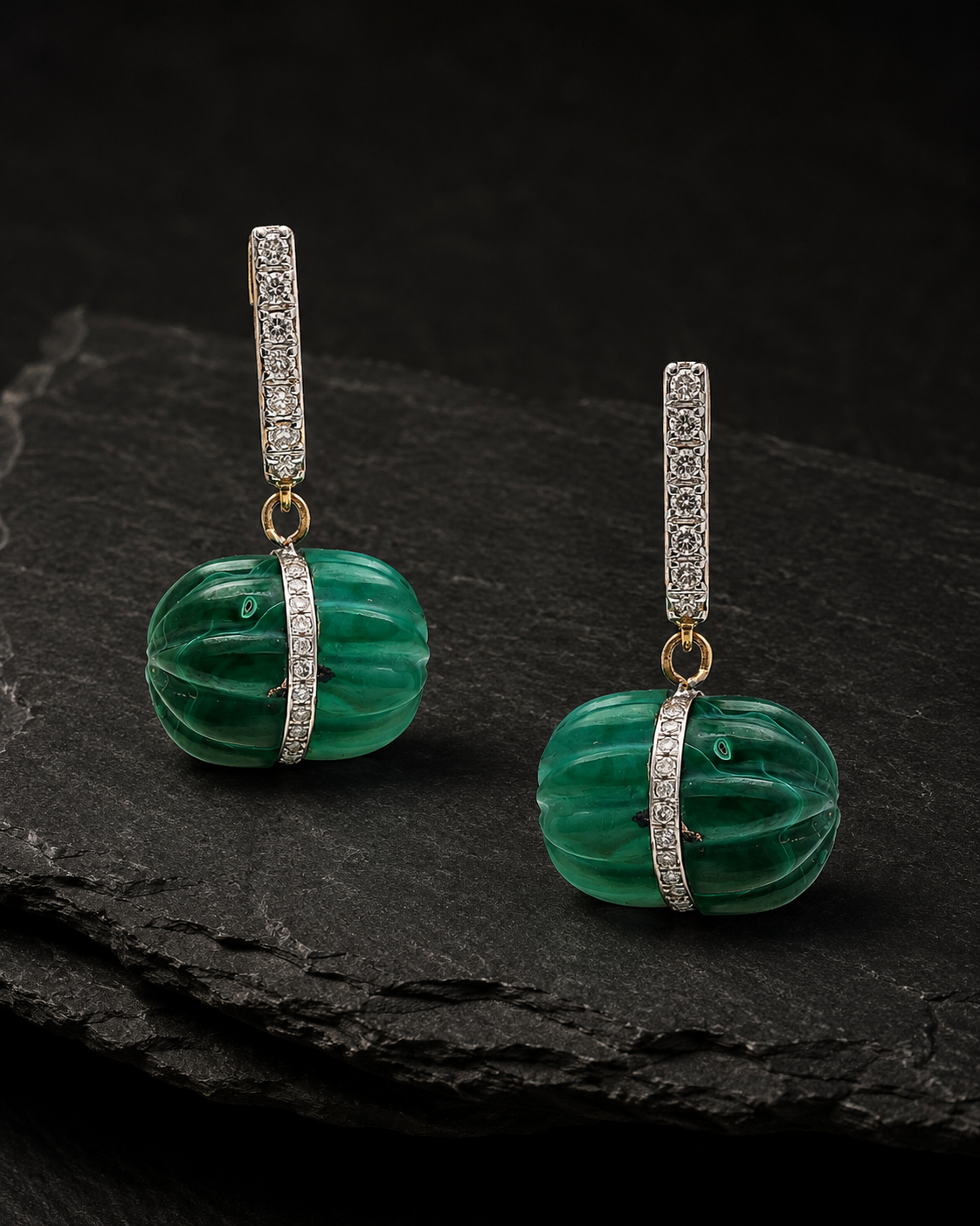 Zaira Carved Green Stone Earrings