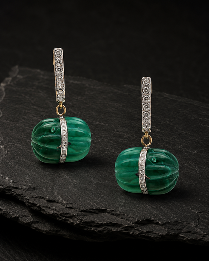 Zaira Carved Green Stone Earrings