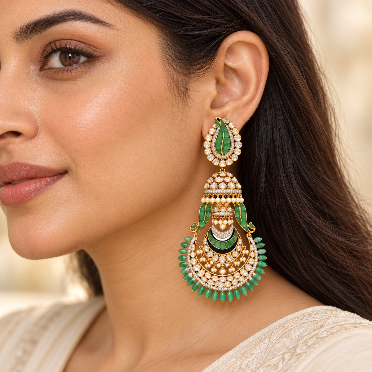 Chaarvi Polki Jhumka Earrings