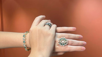 Emerald Blossom Halo Ring