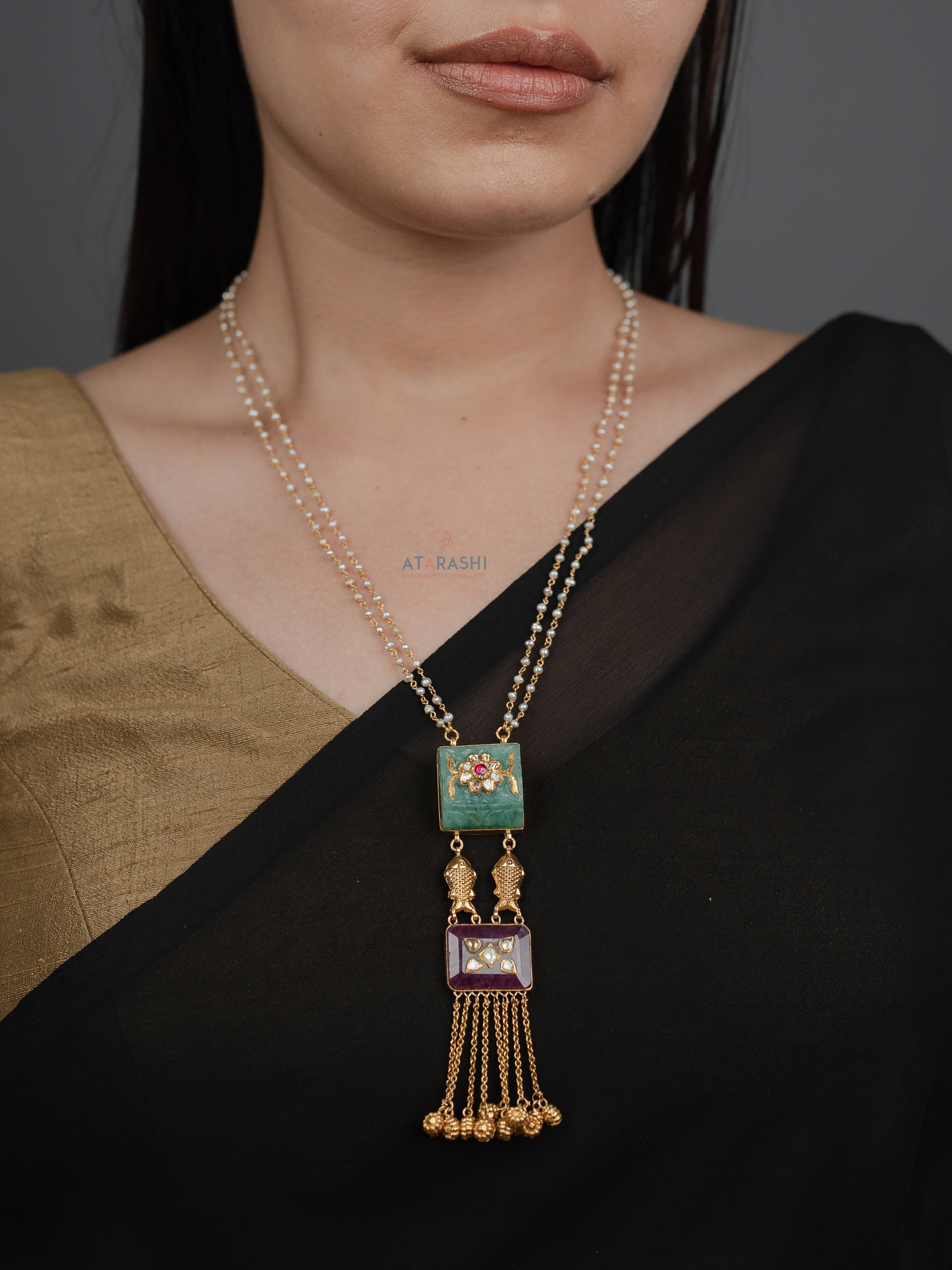 Miraana Enamel Tassel Necklace