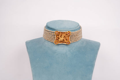 Handcrafted South Indian Temple Choker with Pearls