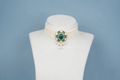Aarika Pearl Emerald Choker