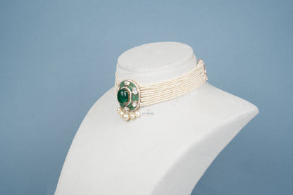 Aarika Pearl Emerald Choker