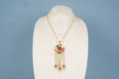 Navratna Tassel Pearl Necklace